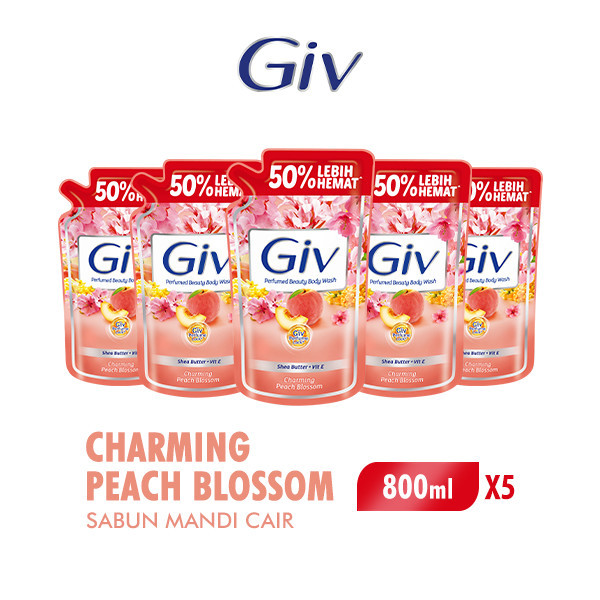 Giv Bodywash Charming Peach Bl Pch 800Ml x5 - Gambar 2