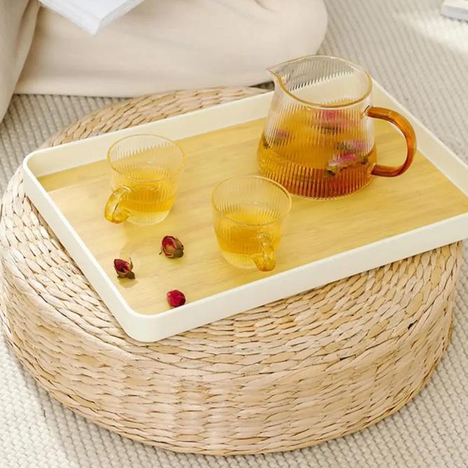Tatakan Baki Nampan Kayu Alas Teko Gelas Teh Kopi Pitcher Teapot Alas Konten Estetik Resto Cafe - Gambar 3