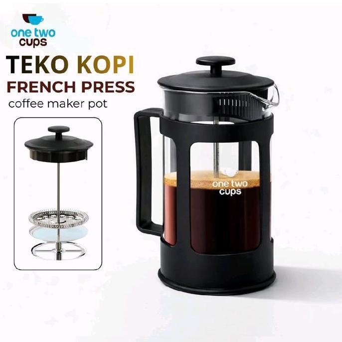 Terbaik One Two Cups Teko Kopi French Press Coffee Maker Pot Plunger Glass - FN40 Paling keren - Gambar 3