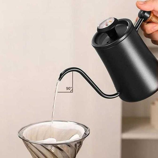 Terbaik One Two Cups Teko Kopi Angsa Gooseneck Drip Kettle Thermometer 500ml - K51 Paling keren - Gambar 4