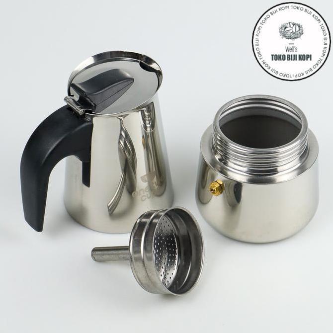 Terbaik Espresso Coffee Maker Moka Pot Kopi Teko Stovetop Filter 4 Cup - 200 ml Z20 Stainless Steel Paling keren - Gambar 2