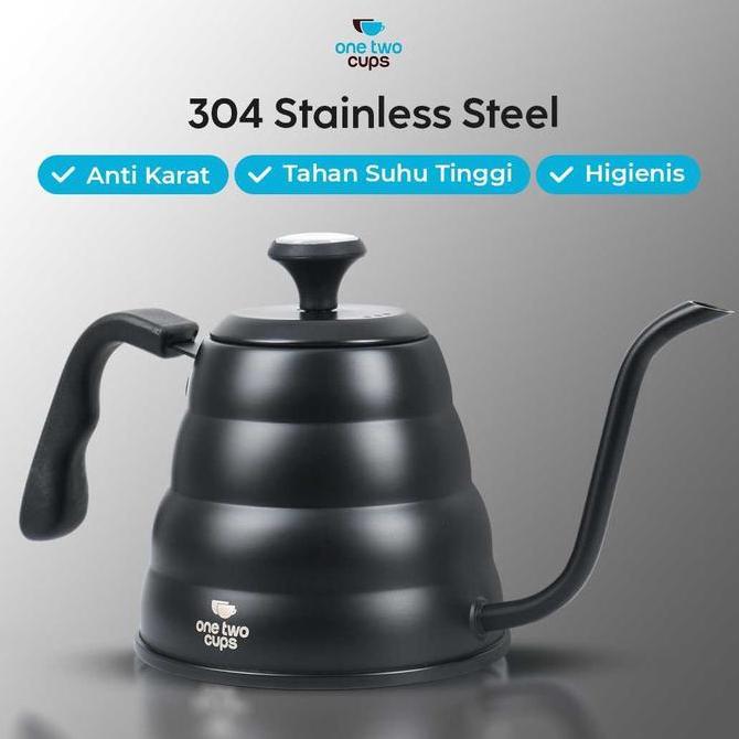 Terbaik One Two Cups Teko Kopi Leher Angsa Pour Over Drip Kettle Thermometer Paling keren - Gambar 2