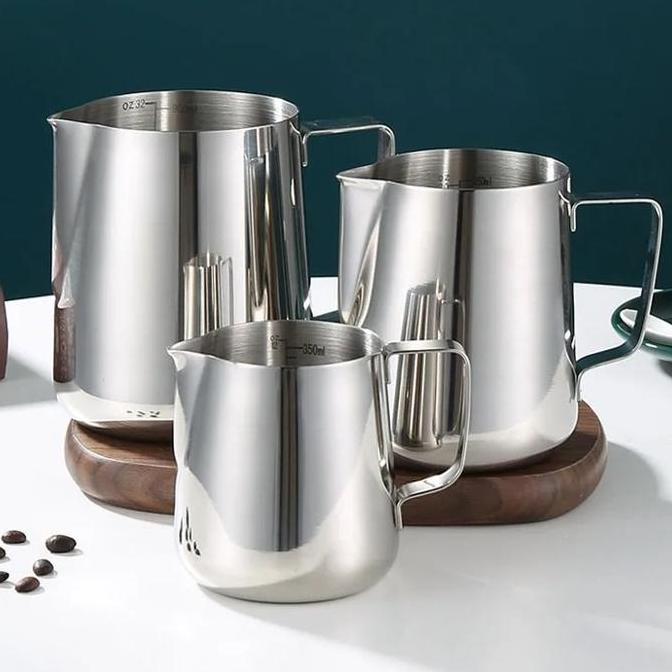 Terbaik [EZ] Gelas Milk Jug Kopi Espresso Latte Art - J068 Teko susu, ketel Stainless Steel dengan tutup Espresso kopi uap Barista Latte cappucino Paling keren - Gambar 2