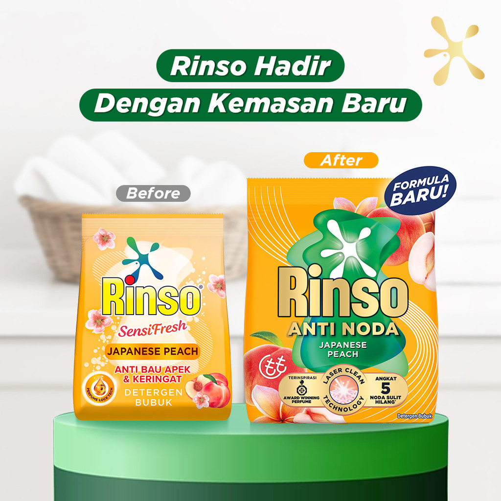 Rinso SensiFresh Detergent Bubuk Deterjen Wangi Segar 48 Jam Japanese Peach 1.440 KG x5 - Gambar 2