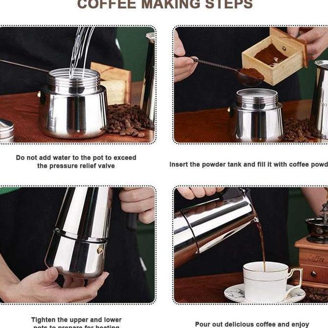 Terbaik Cerek Pembuat Coffe Elektrik / Moka Pot Teko Filter Coffe / Teko Pembuat Kopi Espresso Maker Coffe Kopi / Alat Pembuat Kopi Manual / Mokapot Espresso Saringan Teko kopi Mocha Stainles Tanpa Listrik Paling keren - Gambar 4