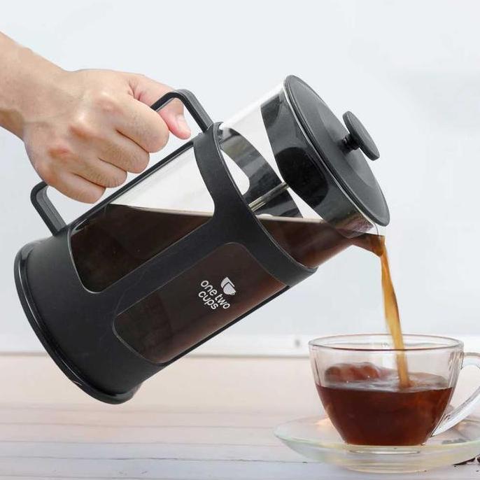Terbaik Teko Kopi One Two Cups Teko Kopi Alat French Press Coffee Maker Pot 300-1000ML- Black Paling keren