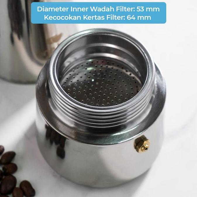 Terbaik One Two Cups Moka Pot Teko Kopi Espresso Coffee Stovetop 4 Cup 200ml - Z20 Paling keren - Gambar 3