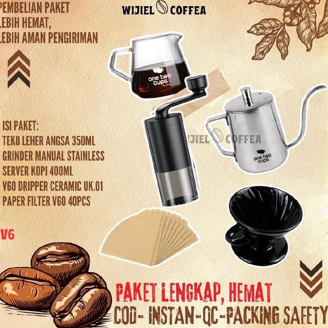Terbaik V60 Ceramic - SET V60 DRIPPER COFFEE CERAMIC - PAKET ALAT KOPI MURAH LENGKAP - V60 - GRINDER KOPI STAINLESS MANUAL - SERVER KOPI - KERTAS SARINGAN KOPI V60 - TEKO KOPI LEHER ANGSA - Timbangan kopi - PAKET ALAT KOPI WIJIEL COFFEA. Paling keren - Gambar 3