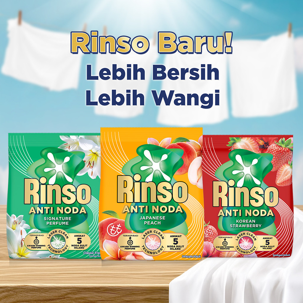 Rinso SensiFresh Detergent Bubuk Deterjen Wangi Segar 48 Jam Japanese Peach 1.440 KG x5 - Gambar 3