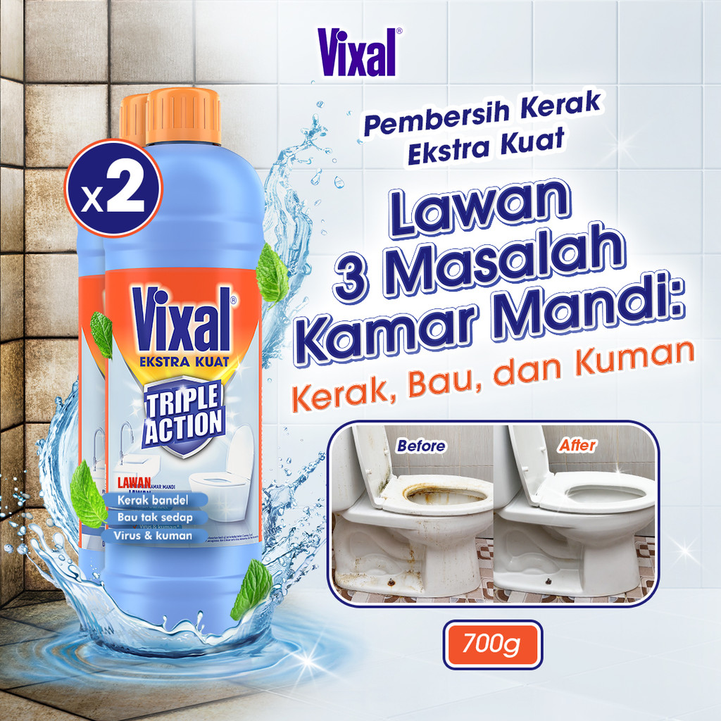 Vixal Pembersih Porselen & Kamar Mandi HCl Anti Kerak Bandel Ekstra Kuat 700G x2