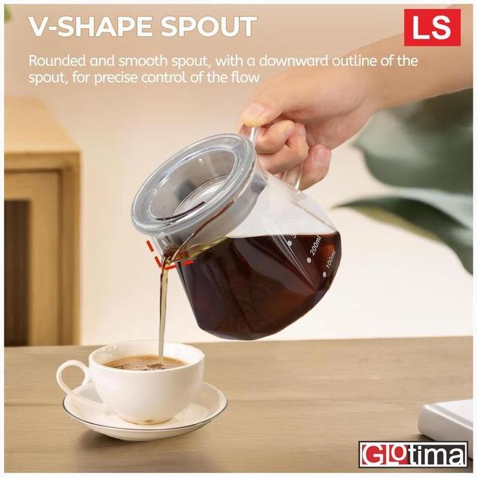 Terbaik Teko Kopi Kaca V60 Pour Over Coffee Maker Server Pot Drip Borosilicate Glass Kettle 360ml 600 800ml Paling keren - Gambar 4