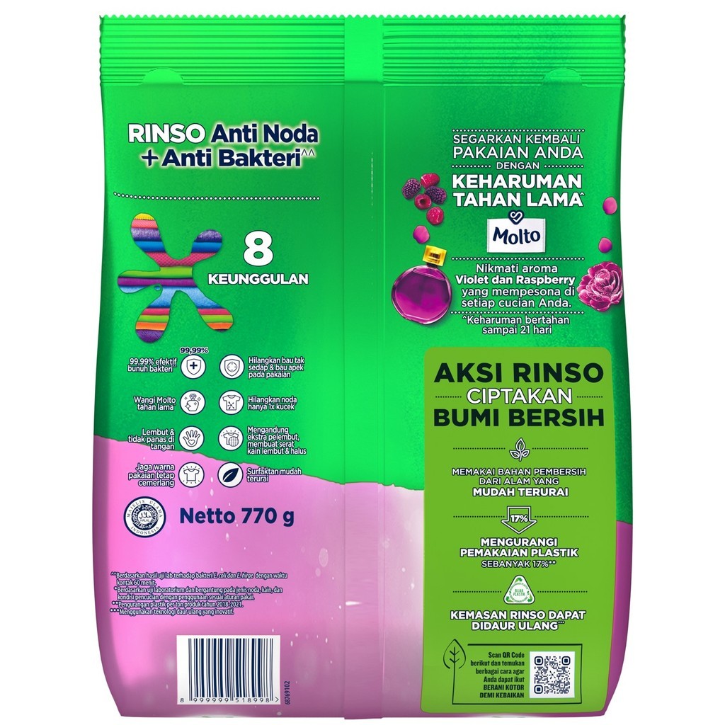 Rinso Baru Detergen Bubuk Varian Perfume Essence 700g x2 - Gambar 3