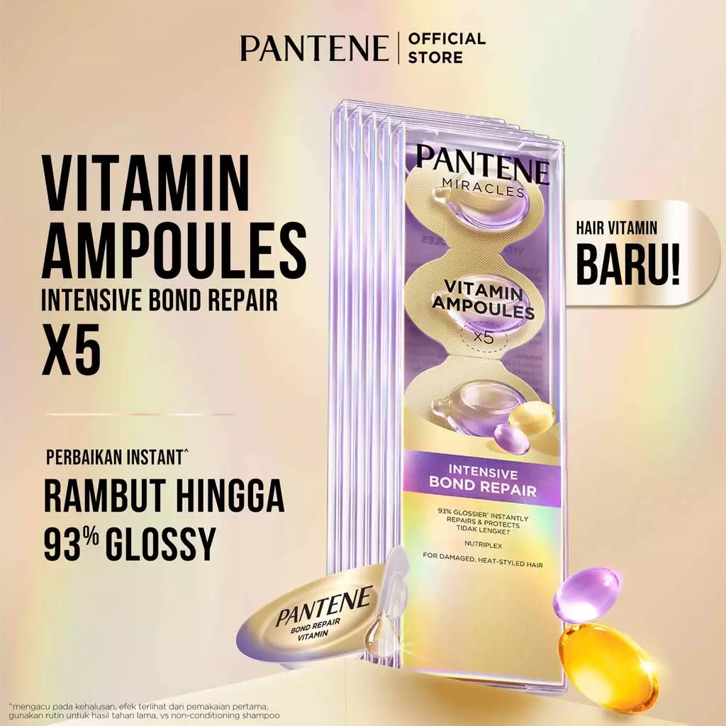 [BUNDLE] PANTENE Miracles Vitamin Ampoules Intensive Bond Repair (0.7mlx5) x5 / Melindungi & membantu memperbaiki rambut dari kerusakan.