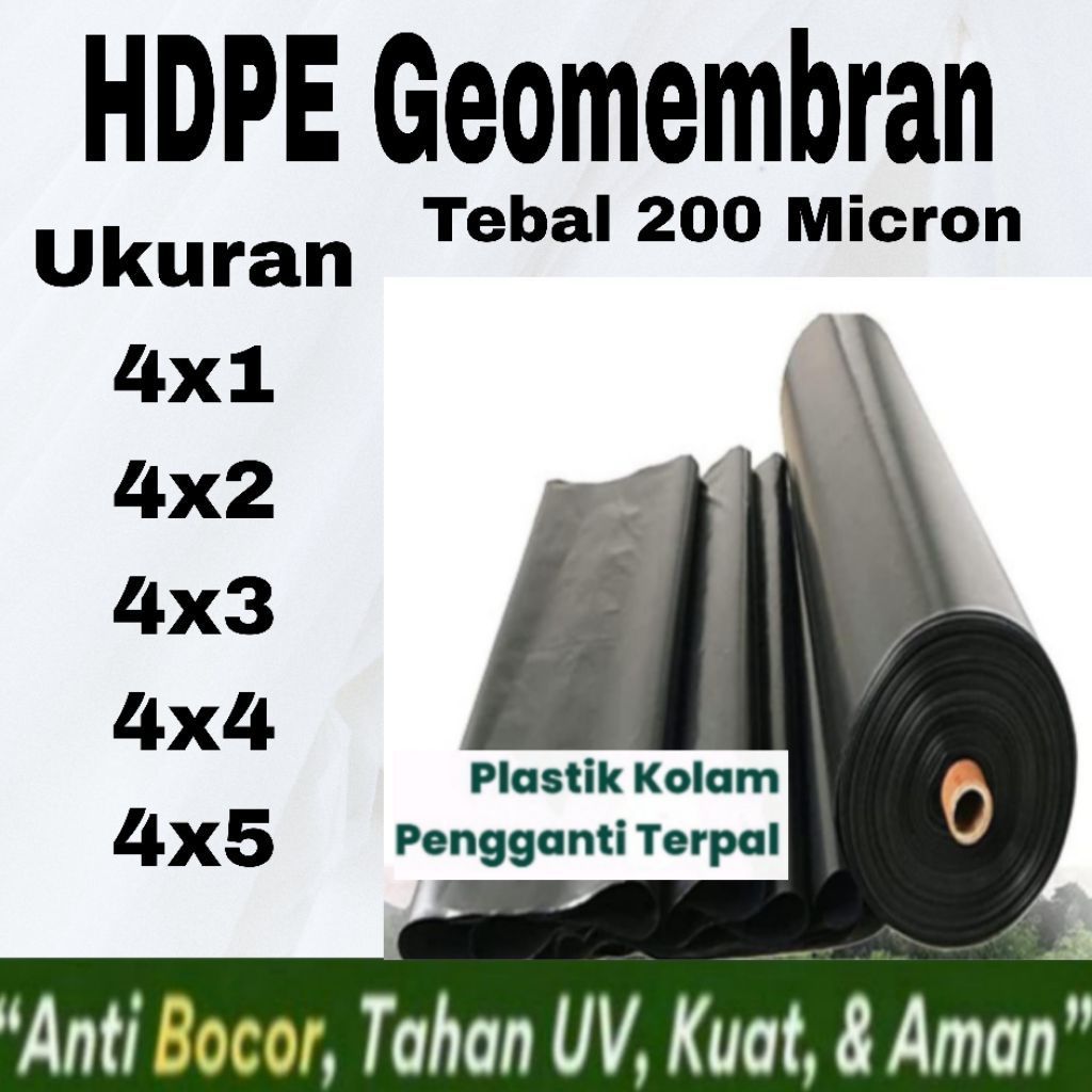 Plastik hdpe geomembran 200 micron berbagai macam ukuran ( Kolam ikan ) - Gambar 2