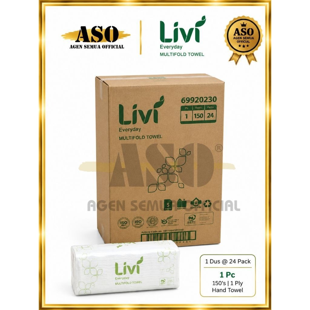 DUS Tisu Tissue Livi Multifold Hand Towel / Tissue Dapur Minyak 150's DUS (ISI 24 PC) PROMO !!!
