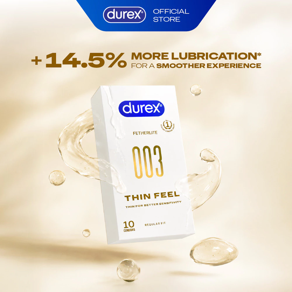 (BARU!) Durex 003 Thin Feel Condom - 10sc & Durex Strawberry Pelumas 50ml Bottle (Bundle Kondom Tipis Untuk Sensasi Lebih Natural Dilengkapi Pelumas & Lubricant Water Based) - Gambar 2