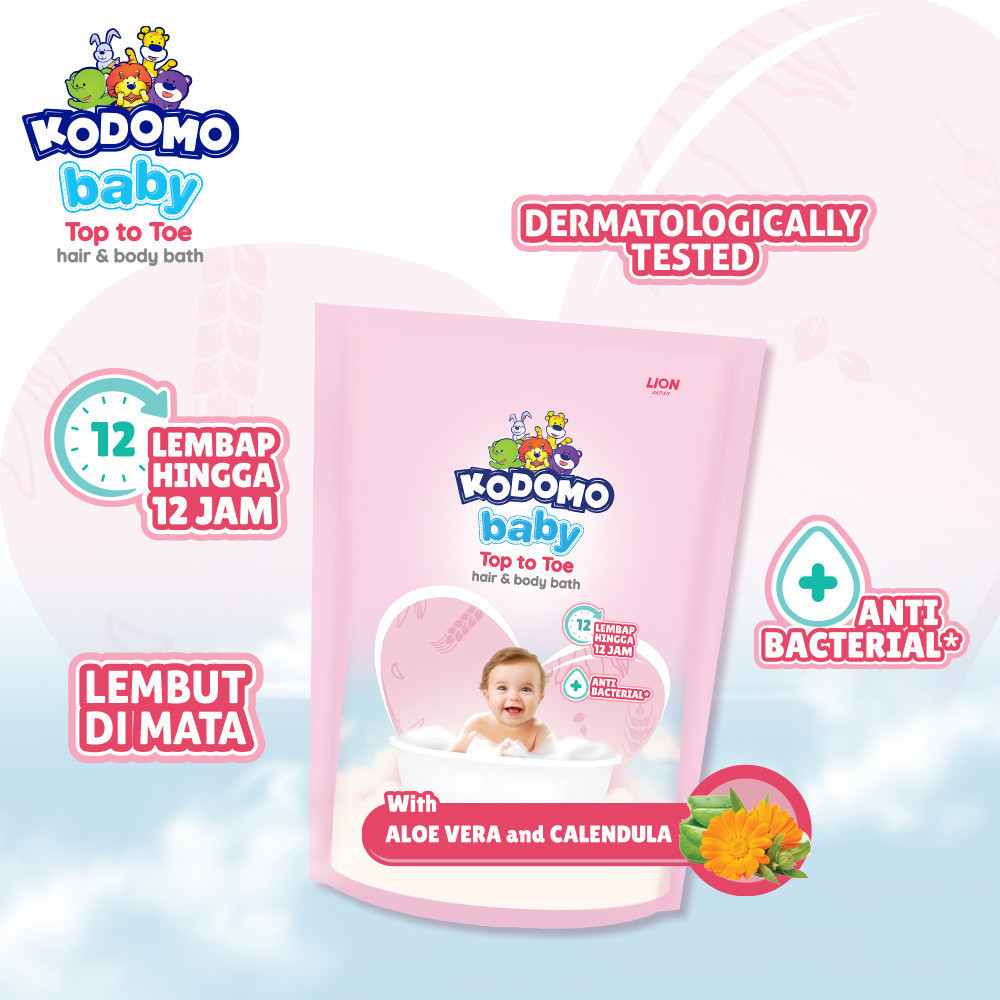 Kodomo Top To Toe Pink Refill 450 ml x2 - Gambar 3