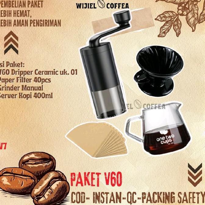 Terbaik SET V60 DRIPPER COFFEE CERAMIC - PAKET ALAT KOPI MURAH LENGKAP - V60 - GRINDER KOPI MANUAL - SERVER KOPI - KERTAS SARINGAN KOPI V60 - TEKO KOPI LEHER ANGSA - PAKET ALAT KOPI WIJIEL COFFEA Paling keren - Gambar 4
