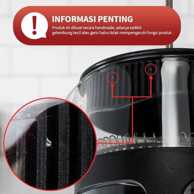 Terbaik Teko Kopi One Two Cups Teko Kopi Alat French Press Coffee Maker Pot 300-1000ML- Black Paling keren - Gambar 4