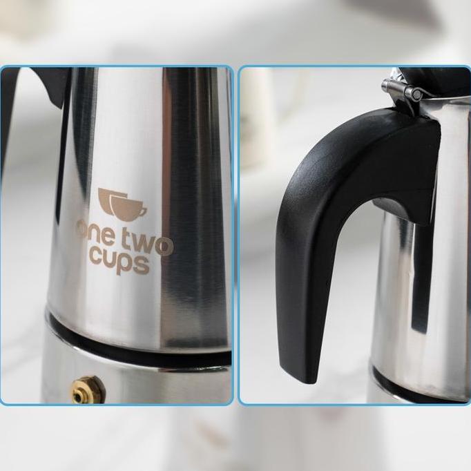 Terbaik One Two Cups Moka Pot Teko Kopi Espresso Coffee Stovetop 4 Cup 200ml - Z20 Paling keren