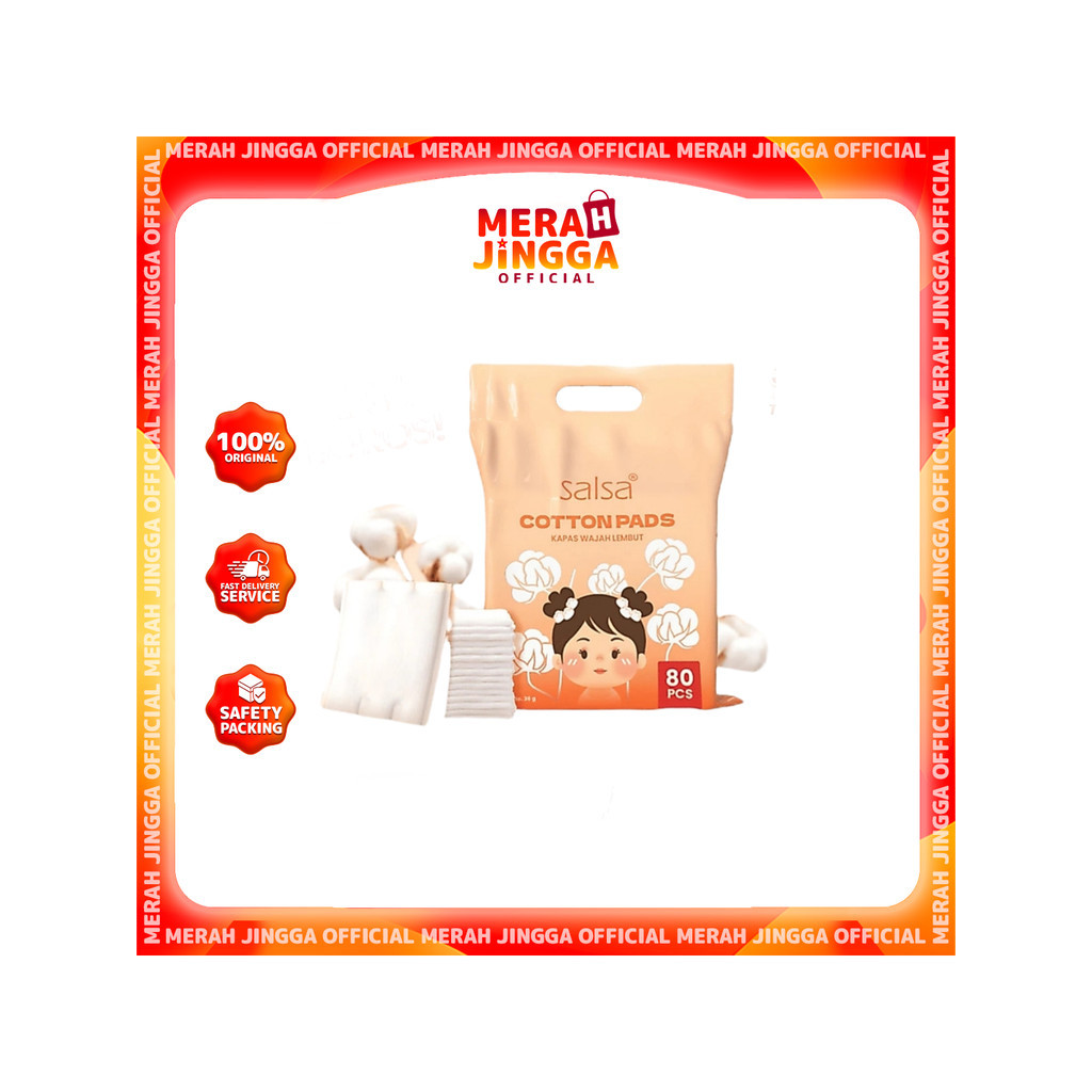 SALSA Cotton Pads Kapas Wajah Lembut Premium 3 Layer 36g 80 Helai / Merah Jingga Official