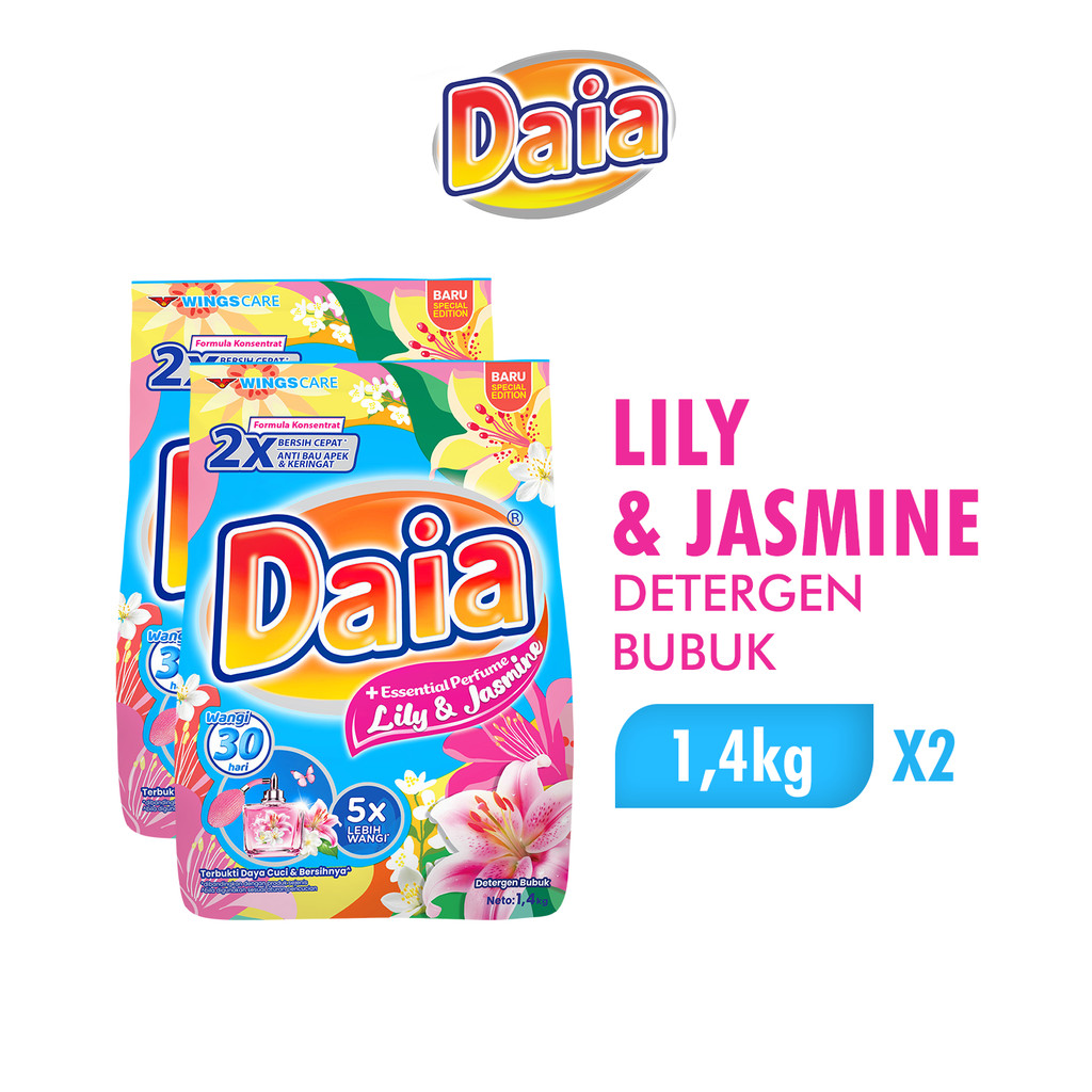 Daia Powder Detergent Lily & Jasmine 1.4 kg x2
