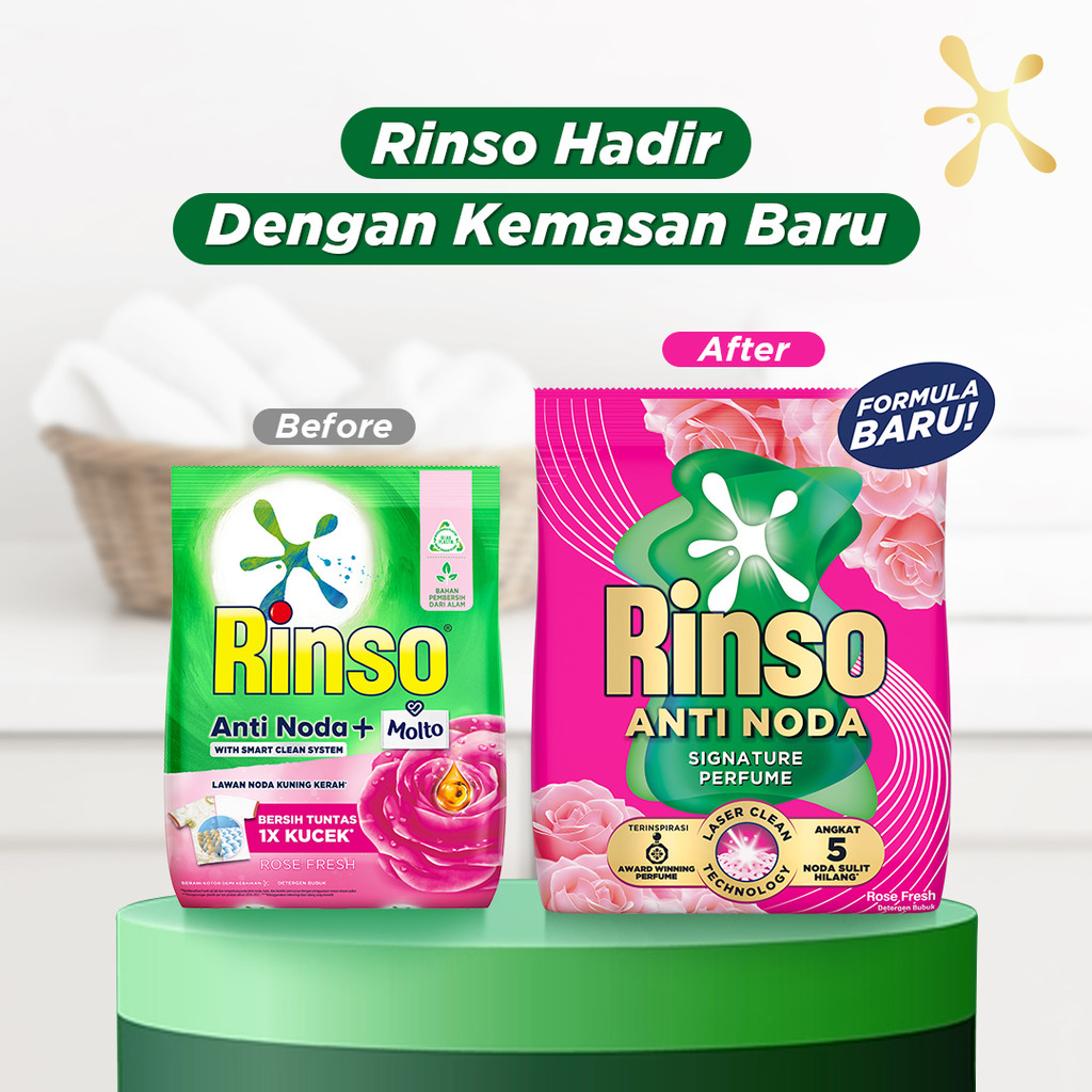 [Lebih Hemat 25%] Rinso Baru Detergen Bubuk Varian Rose Fresh 1440g x3 - Gambar 2