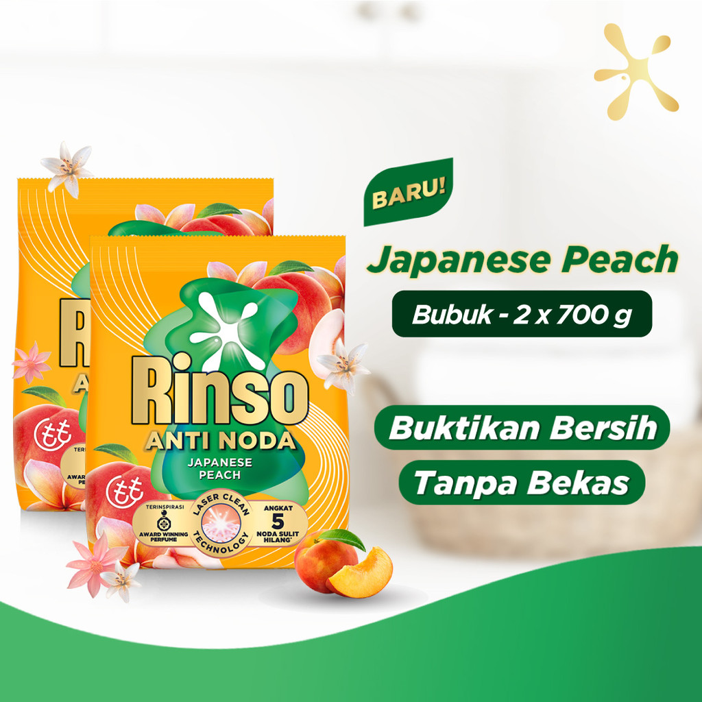 Rinso Baru Detergen Bubuk Varian Japanese Peach 700g x2