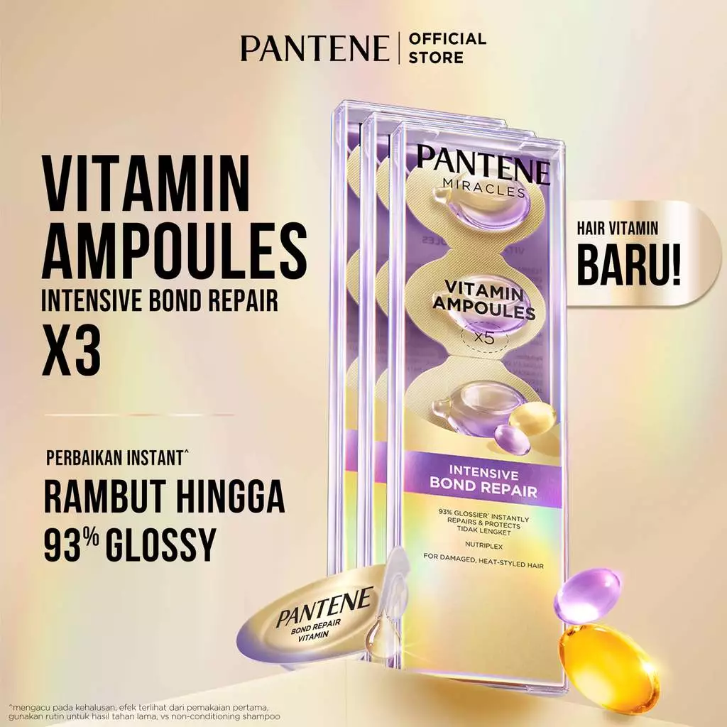 [BUNDLE] PANTENE Miracles Vitamin Ampoules Intensive Bond Repair (0.7mlx5) x3 / Melindungi & membantu memperbaiki rambut dari kerusakan.