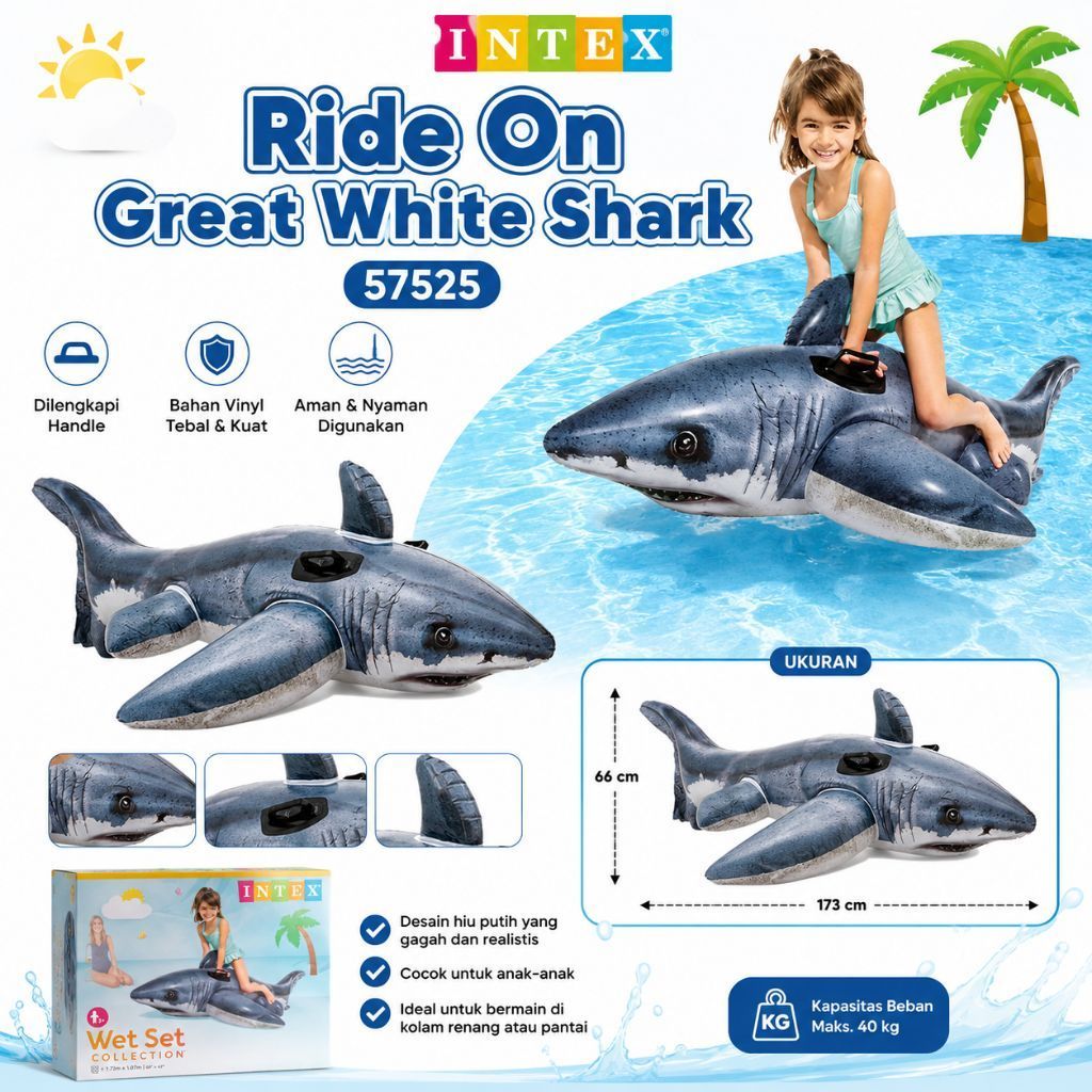 Inflatablestoys - Intex 57525 Ride On Great White Shark Ride On ...