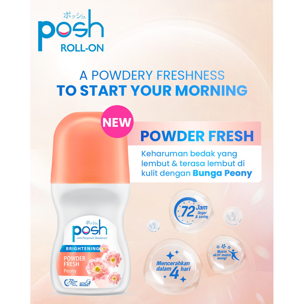 Posh Roll On Deodoran Powder Fresh Botol 50 ml + Posh Roll On Deodoran Fresh Cool Botol 50 ml - Gambar 4