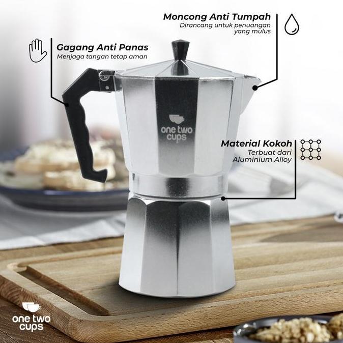 Terbaik One Two Cups Moka Pot Espresso Coffee Maker Stovetop - JF112 teko kopi Paling keren
