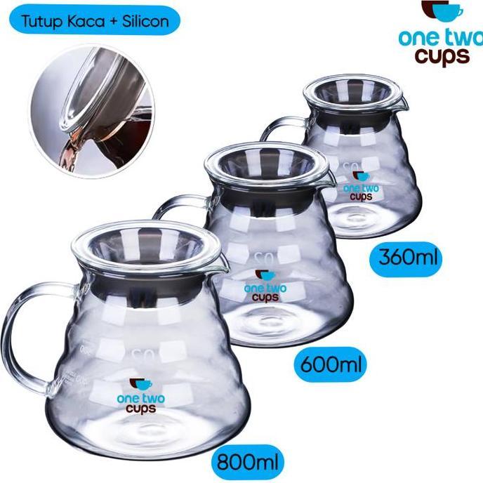 Terbaik Coffee Server V60 One Two Cups Teko Kopi Kaca Tahan Panas Borosilicate Glass Paling keren