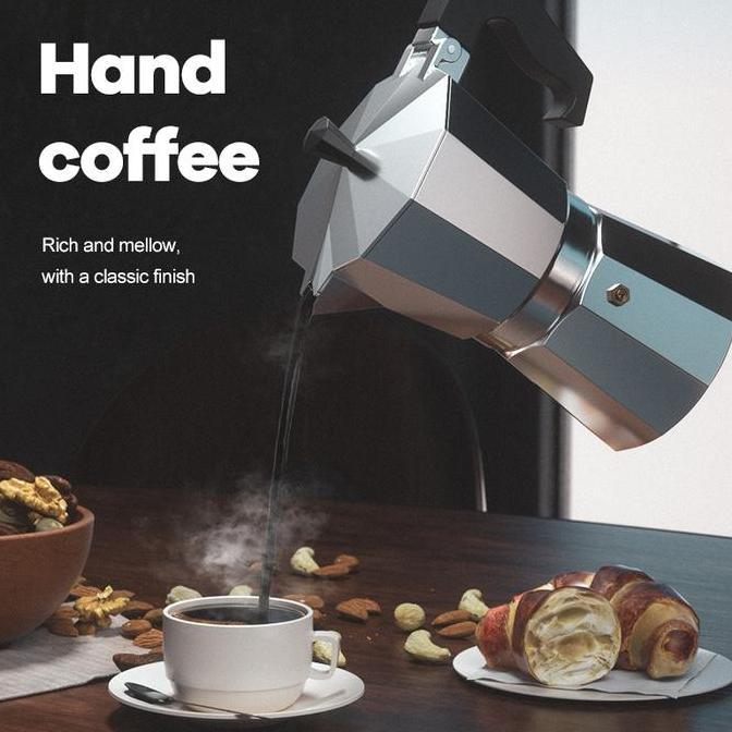 Terbaik Moka Pot Coffee Maker Espresso 2 3 6 Cups Teko Stovetop Filter Pembuat Kopi Espresso OneTwoCups Cangkir Stainless Steel Paling keren - Gambar 2