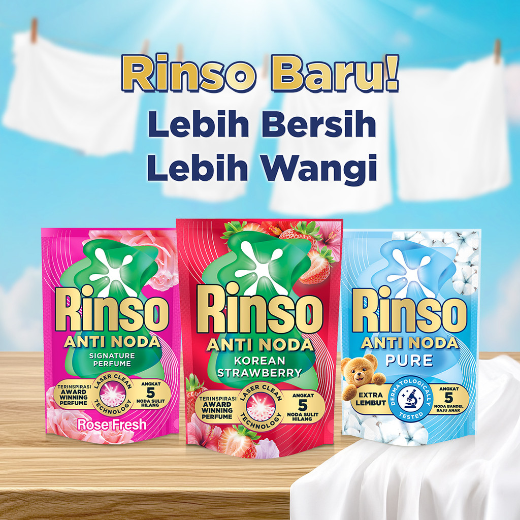 RINSO Molto Detergen Cair Konsentrat Korean Strawberry Anti Bau & Apek 510 ML x2 - Gambar 3