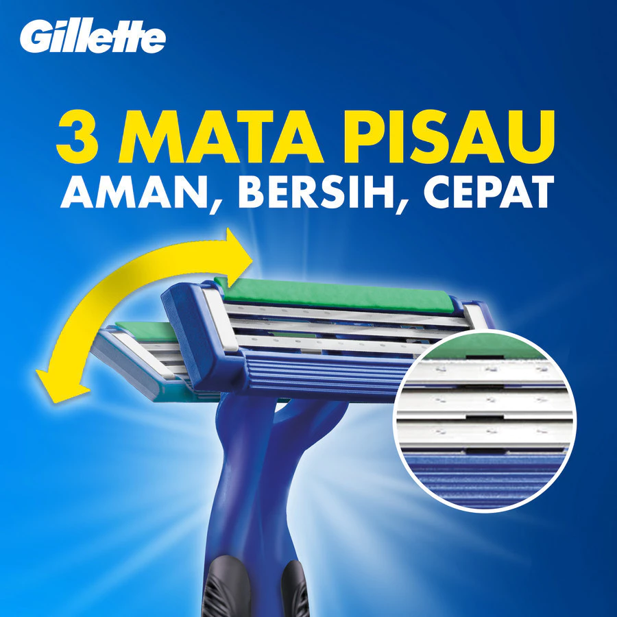 Gillette Pencukur Blue Simple 3 Alat Cukur x3 - Gambar 3
