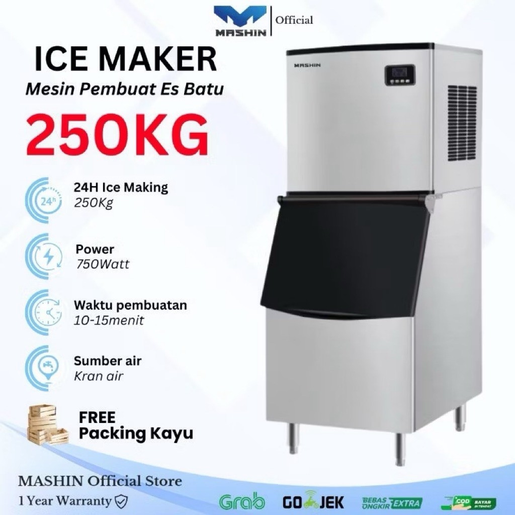 Mashin - Mesin Es Batu Kristal 250kg/24jam Ice Maker Machine