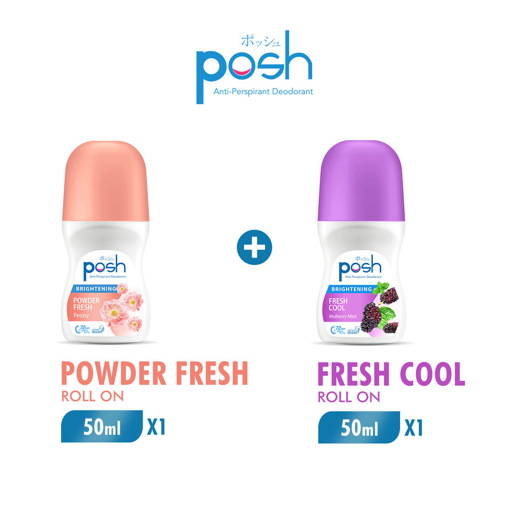 Posh Roll On Deodoran Powder Fresh Botol 50 ml + Posh Roll On Deodoran Fresh Cool Botol 50 ml - Gambar 2