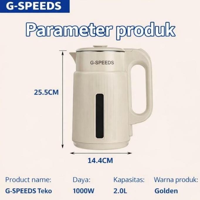 GS Teko listrik tekoeh jug 304 bahan food grade kettle pemanas air 2L teapot teko air minum - Gambar 2