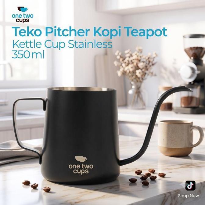 Terbaik Affselv x One Two Cups Teko Kopi Leher Angsa Gooseneck Pour Over Drip Kettle AA049 One Two Cups 350ml Stainless Steel 304 Paling keren