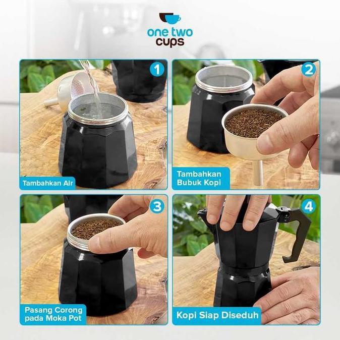 Terbaik One Two Cups Espresso Coffee Maker Moka Pot Teko Filter 12 Cup 600ml -JF112 Paling keren - Gambar 2