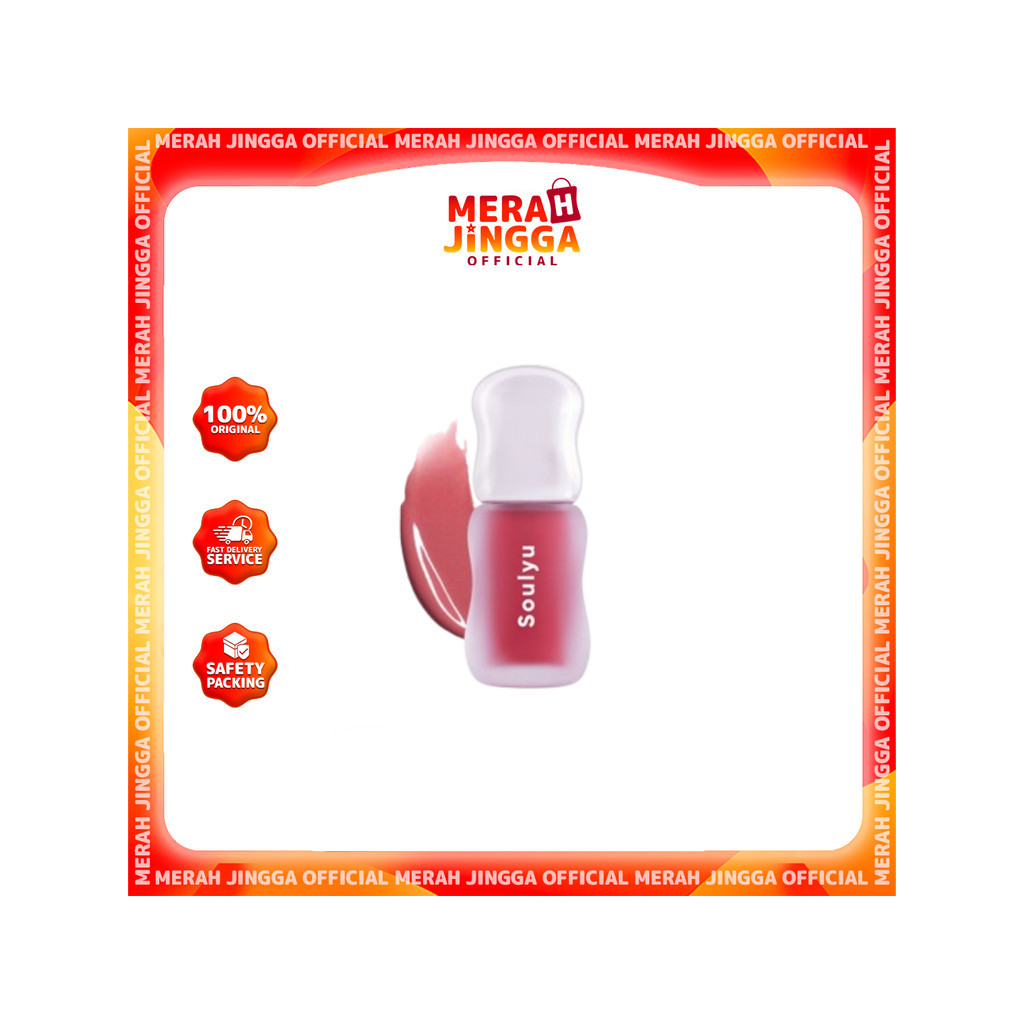 SOULYU Airy Ink Lip Glassie Glossy Lightweight & Non-Sticky Lip Gloss Nyaman di Bibir / Merah Jingga Official
