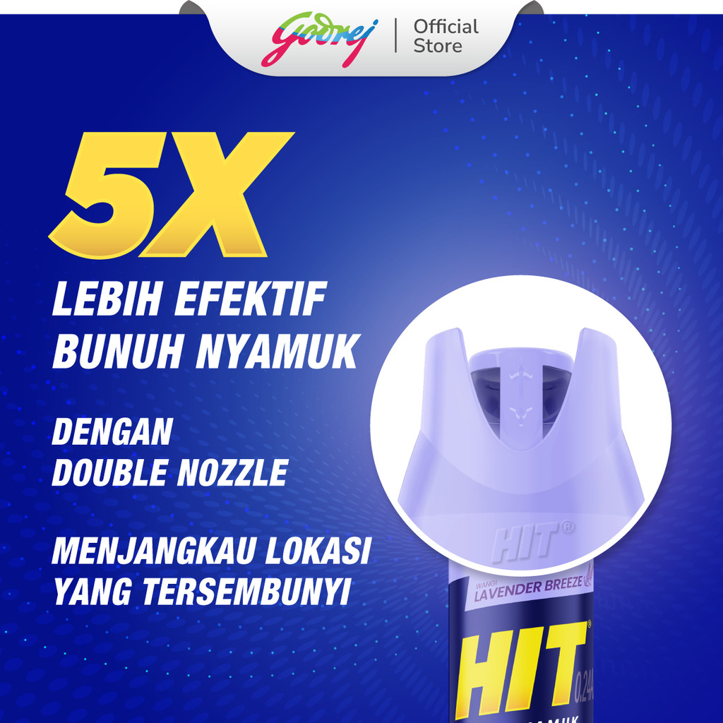 Hit Aerosol Lavender Breeze 400ml x2 - Obat Nyamuk - Bunuh Nyamuk Penyebab Demam Berdarah (DBD) - Gambar 2