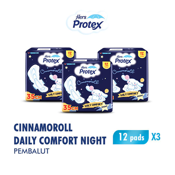 [B2G1] HERS PROTEX Daily Comfort Night Pembalut Wanita bag 12