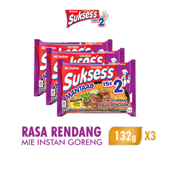 Suksess Mie Instan Goreng Rendang Bag 132 gr x3