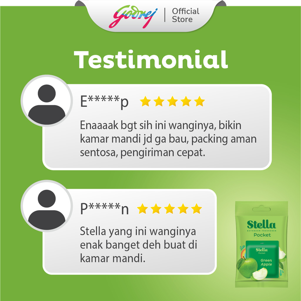 Stella Pocket Bathroom Green Apple 10 gr x4 - Pengharum Kamar Mandi - Gambar 4