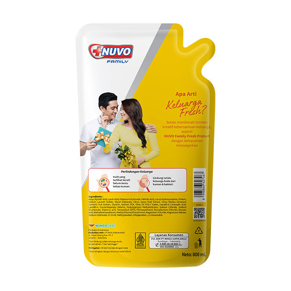 Nuvo Family Sabun Mandi Cair Kuning Fresh Protect Pouch 800 gr x2 - Gambar 3