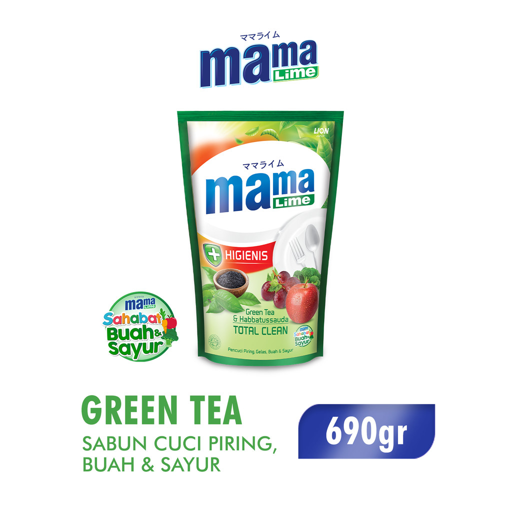 Mama Lime Sabun Cuci Piring Green Tea Pouch 650 gr x2 - Gambar 3