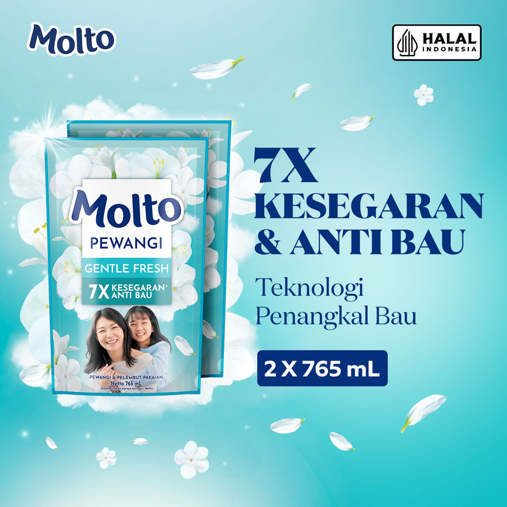 Molto Pewangi Pakaian Gentle Fresh 7x Kesegaran & Anti Bau 765 mL x2