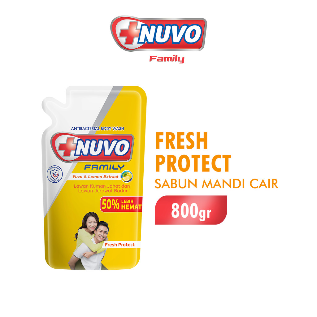 Nuvo Family Sabun Mandi Cair Kuning Fresh Protect Pouch 800 gr x2 - Gambar 2
